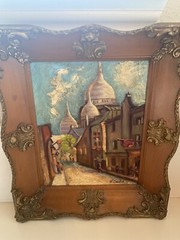 Vtg Willie Berry Original Oil Painting Signed Church Ornate Antique Frame 1968