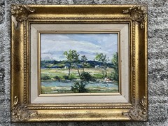 Christopher Willett View To Bowman Hill Bucks County Signed Framed Oil On Board