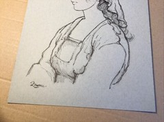 Original Ink Sketch, 9×12 Inches, Russian Working Woman