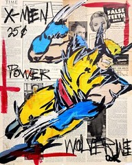 CORBELLIC XMEN WOLVERINE 16X20 VINTAGE MIXED MEDIA LARGE CANVAS COMICS ART DECOR