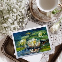 ACEO Original White Lotus #36 Landscape Oil Painting Collectable Art 2.5×3.5 in