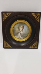 Antique Miniature Portrait of a Lady, Signed