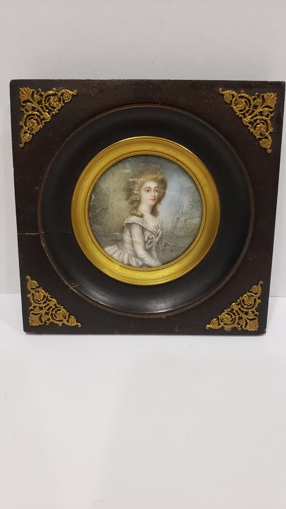 Antique Miniature Portrait of a Lady, Signed