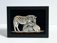 Original Wildlife Scratchboard Art ZEBRA Black White Painting Animal Strip Horse