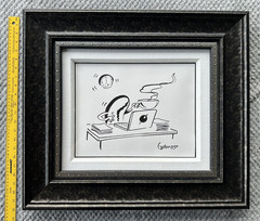 Michael Godard „Working Hard Coffee Bean“ Original Painting on Paper Hand-Signed