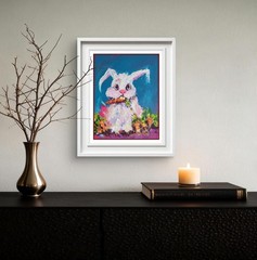 Original Rabbit Acrylic Painting 8 X 10 Canvas Childrens Room Art Dang Rabbit!