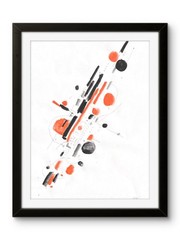 Elegant Abstract Painting Simple Forms Contemporary Orange Art 11×14 on Paper