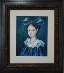Original portrait of woman, Girl, Contemporary art, Old Fasion costume, Framed