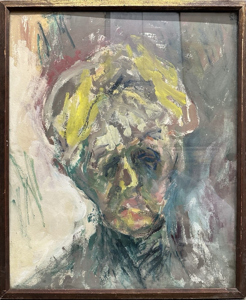 Abstract Expressionist Painting Portrait of Mans Face Original Art Framed
