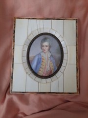 Mid Century French Nobleman Minature Portrait Artist Signed