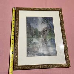 Roxanne Tobaison Embellished Watercolor Landscape Signed Original Art 10×7