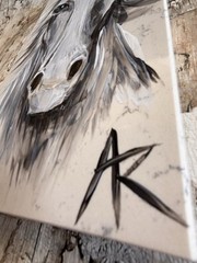 Original Horse Painting Natural Quartz 10”x5” Hand painted Acrylic Signed Art