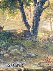 Signed W. Bell Landscape Oil Painting After Kruseman Framed Pastoral River Scene