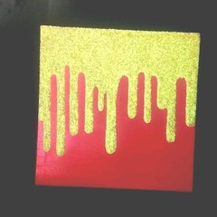 Glow N Dark Glitter Drip Painting Orange Pink Shift With Yellow Glow Glitter