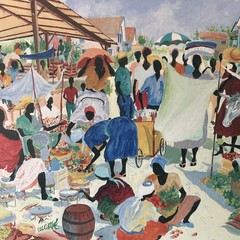 Harold Rigaud Certified Genuine LITHO ON CANVAS „MARKET PLACE“27X23”