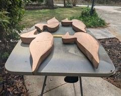 4 wooden Decoys hand carved unpainted fok art style