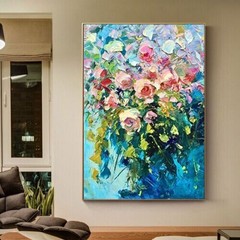 MQ653 Stretched Canvas Frame / Unframed Handmade Flowers Art Oil Painting Canvas