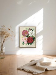 Floral Red Rose Painting Original Pink Wall Art Modern Flowers 11×14 CP 15