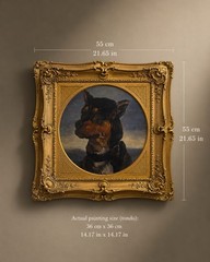 Attr. Robert Walker Terrier Dog Portrait Tondo Oil on Board Antique Framed