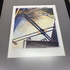 1981 Industrial Architecture Design Watercolor Painting Original Framed Signed