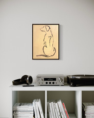 Companion 12×16 Canvas Acrylic Dog Line Pet Wall Original Art Living Room Decor