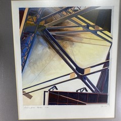 1981 Industrial Architecture Design Watercolor Painting Original Framed Signed