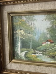 Vintage Oil Painting In Ornate Gold Frame Nature Size 11×9 Signed