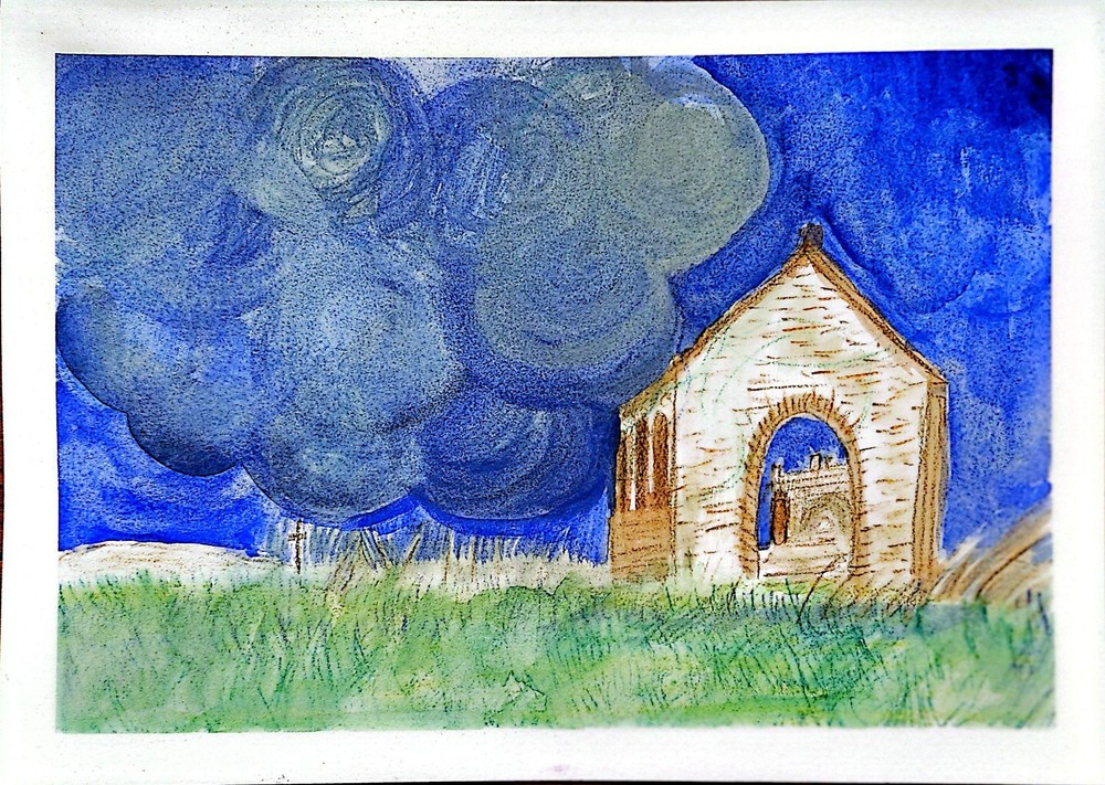 Northern Ireland Church Unique Impressionist Watercolor 9×12 Paper