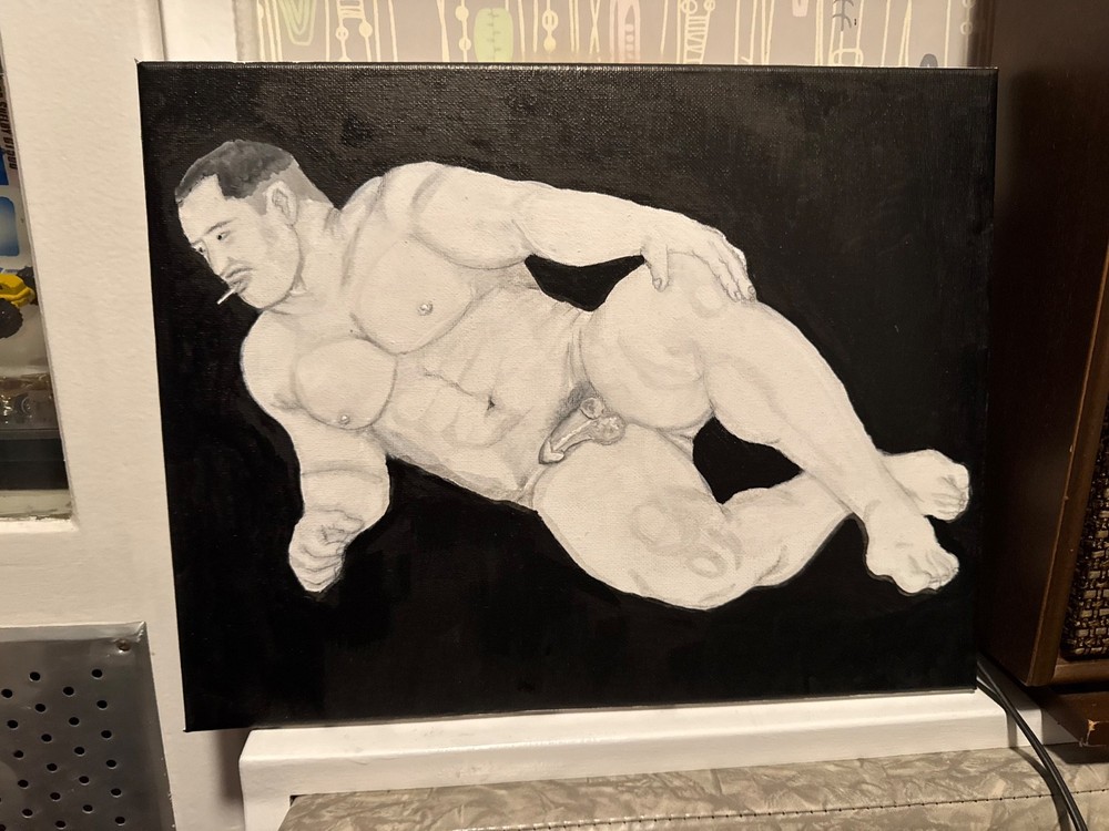 Original Nude Men Painting (Sumi Ink , Shell Powder)