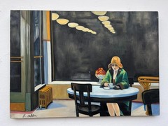 EDWARD HOPPER OIL ON CANVAS PAINTING Signed And Stamped Vtg Art 20 X 28 inches.