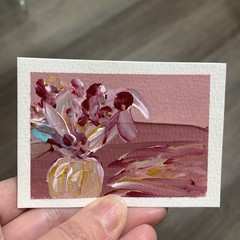 ACEO Original Impressionism Still Life Flowers in the Vase in Acrylic