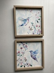 Robinson Hummingbird Paintings Framed Bird Floral Canvas Set