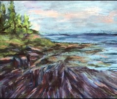 Post-Impressionist Plein Air Pastel of Kresge Point by Lynne Vokatis – Framed