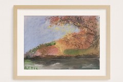 Autumn Lake Landscape 9×12 Acrylic Painting | Golden Trees & Water