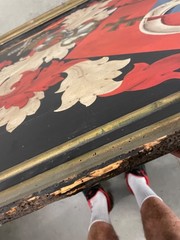 coat of arms planks of wood artist painted stunning 41″ x 39″ great antique