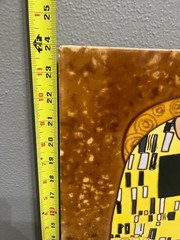 The Kiss Gustav Klimt Lacquer Ceramic Decorative Tile Art Wall Hanging 16 x 24