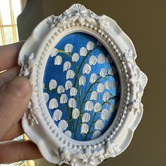 Lily Of The Valley,flowers,original miniature Painting,small,mini,framed