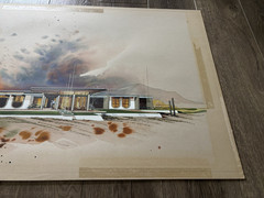 Vintage Mid Century Modern Original Watercolor Architectural Concept Painting