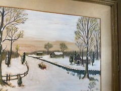 Geo E Wickers „Winter Landscape Scene“ Gouache/Watercolor Painting – Framed