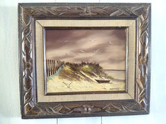 Moody Original Oil on Board Coastal Seascape Framed Beach House Wall Art 14×15