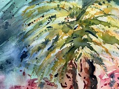 Original Painting, 12×16 Very Tropical Palm Trees Abstract Unframed OOAK
