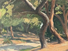 LARGE EUCALYPTUS TREE IN THE GARDEN OF THE CASTLE IN NICE – Impressionist Oil