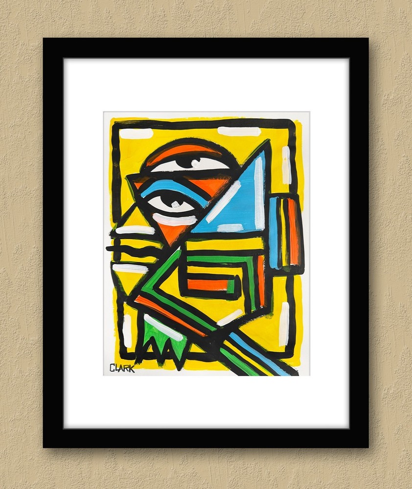 Unique Cubism Rooster Painting – 14×11″ Acrylics on Mixed Media Paper