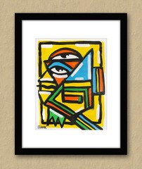 Unique Cubism Rooster Painting – 14×11″ Acrylics on Mixed Media Paper