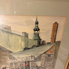 Vintage Harry Merthou Watercolor Framed Picture Signed 1964 Quebec City