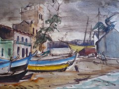 LEONARD BROOKS, LISTED CANADA CANADIAN MODERN MODERNISM HARBOR COASTAL VIEW MOD