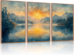 Framed Kalrne Sunset Mountain Canvas Art – 16×24 Inch Abstract Landscape Print