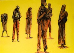 Irish Famine ACEO Original Painting Historical Art Acrylic Expressionist