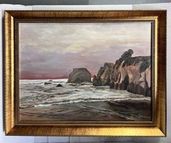 Mark Monsarrat Original Oil Painting “Mendocino Beach” 1995 18×24 Framed