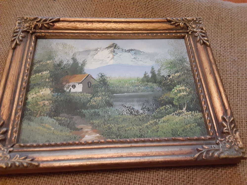 Oil On Board 5×7 Inch Painting Of Cottage Landscape